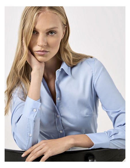KUS-KK782-Womens Tailored Fit Stretch Oxford Shirt Long Sleeve 2